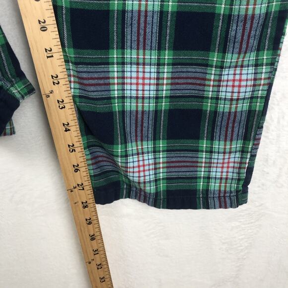 LANDS END‎ Flannel Pajamas Men's Sz L Blue Green Plaid 100% Cotton Button Up Set - Picture 15 of 16
